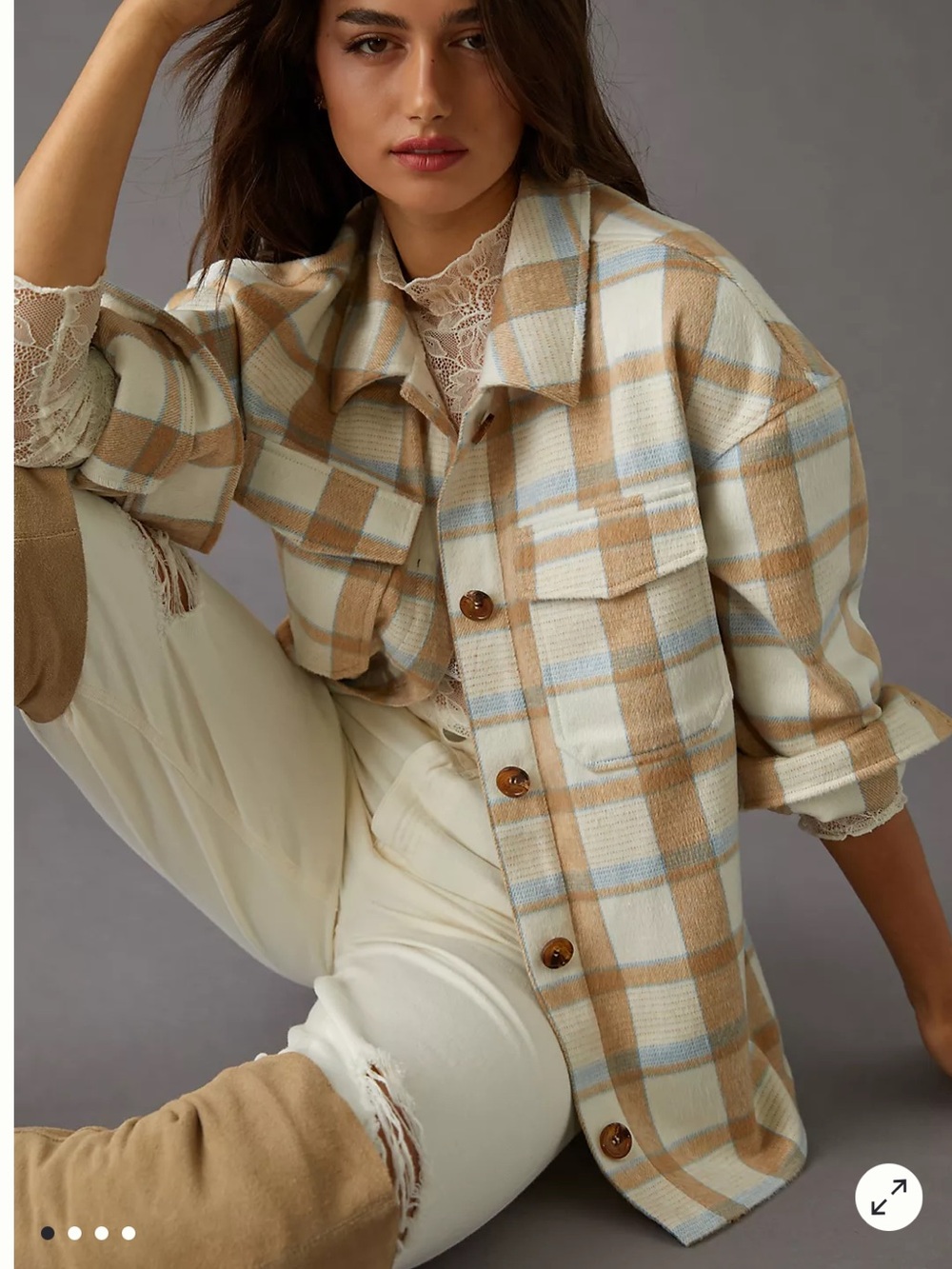 Anthropologie Avec Les Filles Plaid Neutral Shacket